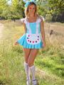 Elle will be many peoples Queen of Hearts in this outfit with knee socks