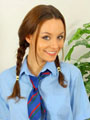Carla in a cute blue college uniform. Only Carla: Carla