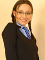 Carla on the bed in cute college uniform. Only Carla: Carla