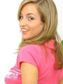 Melanie in a cute pink top and dress.